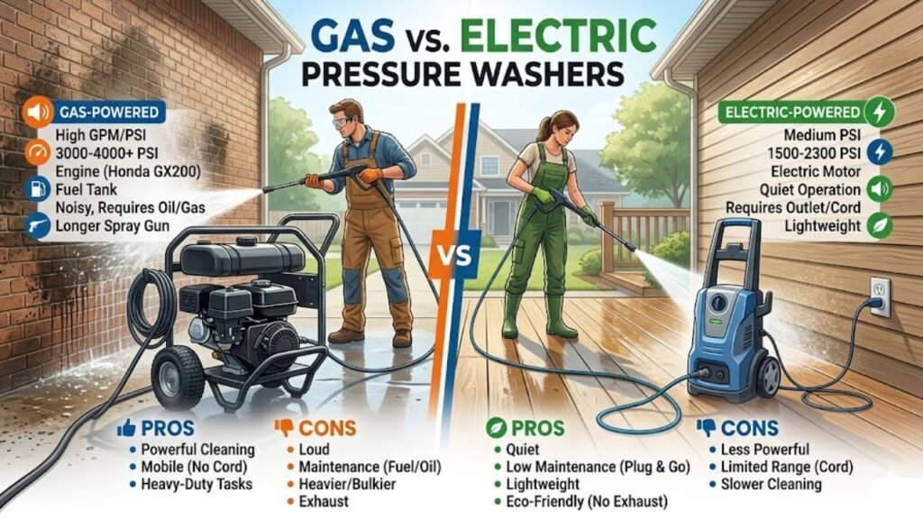 Gas vs Electric Pressure Washers